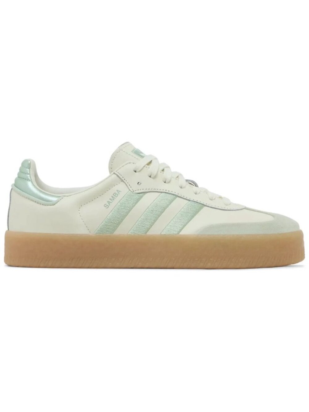 Adidas Women's 9.5 Sambae Off White  Lime Green Gum IG1947 Samba Shoes Sneakers - Picture 7 of 16